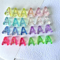 Cuentas Sueltas de Acrílico Transparente con 26 Letras del Alfabeto Inglés, Orificio Recto y Grande, para Bisutería DIY, Accesorios para Tejer Pulseras