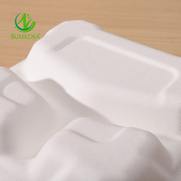 Boîte d'emballage à usage unique SUMKOKA, sac à emporter pour le déjeuner et le dîner, boîte à repas en bagasse, boîte alimentaire biodégradable en pulpe de bagasse, boîte à clapet