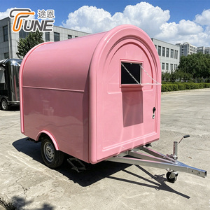 Chariot à café mobile rose adorable entièrement équipé, mini remorque alimentaire ronde, remorque de rue tractable <span class=keywords><strong>pour</strong></span> la vente de glaces en usine - Product Image 3