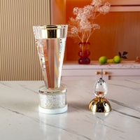 Brûleur d'encens en cristal K9 style trophée, base en diamant écrasé, calice en métal doré, support d'aromathérapie pour la décoration intérieure