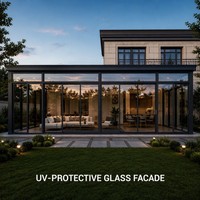 Véranda Moderne en Alliage d'Aluminium Noir avec Double Vitrage Trempé Low-E, Protection UV, Écologique, Isolation Thermique, pour Usage Résidentiel