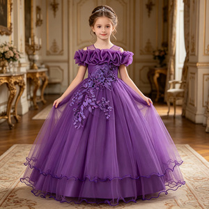 Robe longue de baptême blanche d'été MQATZ ODM pour fille, en satin uni avec appliques, idéale pour soirée formelle, mariage, anniversaire, ou bal de enfants - Product Image 5