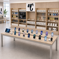 Table de présentation de téléphones mobiles sur mesure moderne avec vitrine d'accessoires pour l'aménagement de magasins de détail de marques