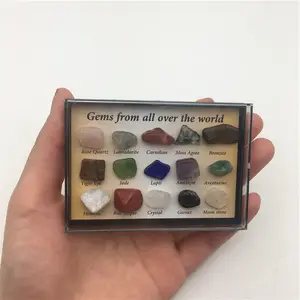 muestras de piedras preciosas Suppliers-Venta de caja de espécimen simple que contiene 12 tipos de espécimen de gema de cristal
