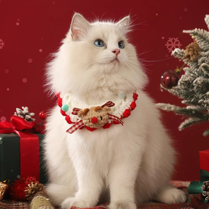 Hoopet Christmas Cat Collar Knitted Scarf With <b>Bell</b> Adjustable <b>Winter</b> Pet Neck Ornament For Small Cats - Product Image 2