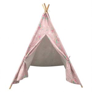 Exported Good Quality Toddler Sleepover <b>Teepee</b> <b>Tent</b> Cotton Wooden Sports Toy for Girls & Boys Indoor 120x120x145cm Ages 2-7 - Product Image 2