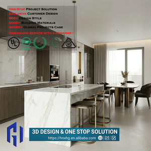 Meuble <span class=keywords><strong>de</strong></span> cuisine shaker en chêne blanc américain HG avec îlot, ensemble <span class=keywords><strong>de</strong></span> meubles sur mesure en promotion, armoires <span class=keywords><strong>de</strong></span> cuisine en bois massif RTA prêtes à assembler - Product Image 1