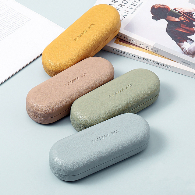 Wholesale Matte Solid Color Eyeglasses Case Pebbled Leather Optical Glasses Caes Custom Logo Eyewear Packaging Box