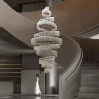 JYLIGHTING Lustre en cristal LED de luxe moderne pour décoration intérieure, hôtel, escalier, villa, luminaire suspendu au plafond