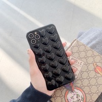 Nouvelle Coque de Téléphone Tendance Motif Cœur 3D Coloré Violet pour iPhone 17 Pro Max 16 15 14 Mini Housse Souple de Luxe Antichoc