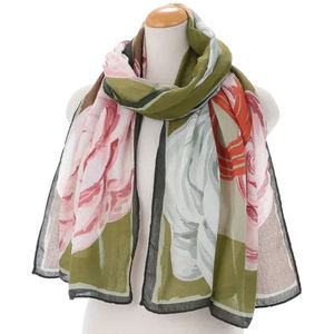 latest printed polyester fiber <b>scarf</b> fashion long flower head bag shawl summer soft <b>oversized</b> women's <b>scarf</b> - Product Image 1