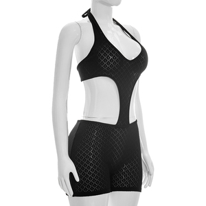 Viviblook J26RP175 Mono de verano para mujer, estilo halter, sin espalda, con tirantes, cintura hueca, ajustado, de una pieza - Product Image 6