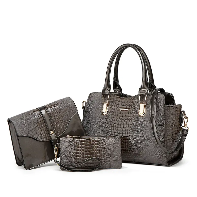 2024 महिलाओं के लिए नए डिजाइनर बैग 1 बैग सेट में 3 टुकड़े असली लेदर पर्स और हैंडबैग लक्जरी पॉलिएस्टर महिला फैशन सिंगल