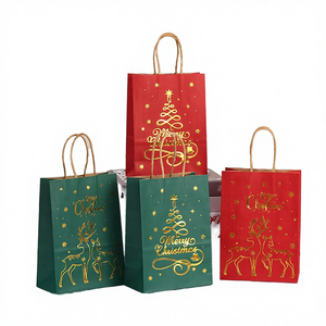 New Style Holiday Bulk Red Gold Tree Merry Christmas Art Paper <b>Shopping</b> <b>Bags</b> with Digital Printing Recyclable for Gifts - Product Image 4