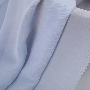 Kain sutra tipis 100% poliester anyaman tekstil kustom kain krep untuk gaun