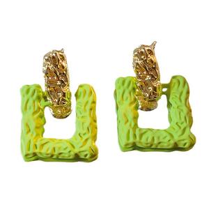 Boucle d'oreille carrée creuse verte <span class=keywords><strong>Mori</strong></span> Style petite niche de tempérament frais Design bon marché - Product Image 5