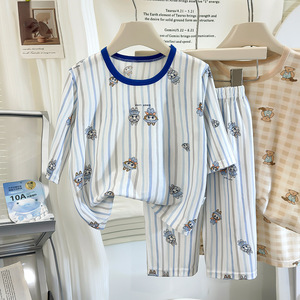 Ropa de Casa de Verano para Niños y Niñas - Conjuntos Antibacterianos de Manga Tres Cuartos para Usar con Aire Acondicionado y como Pijamas - Product Image 1
