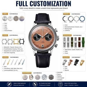Montres à quartz chronographe de luxe pour hommes OEM 100M étanches VK64 avec logo personnalisé, verre saphir, montre décontractée pour affaires, fabricant - Product Image 2