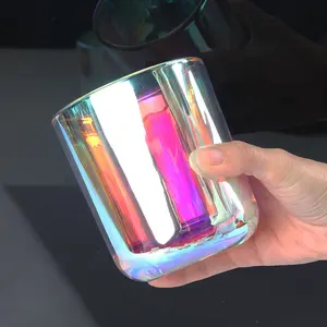 Empty Electroplated Glass Candle Jars Multi Colors Candle Cups For Making Candles Decoration With Lids