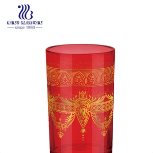 Gobelet en verre arabe 6OZ boîte-cadeau en gros tasse à thé marocaine luxe argent et doré décalcomanie tasse à thé en verre turc - Product Image 2