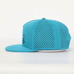 Gorra Personalizada OEM de 5 Paneles, Poliéster y Spandex, con Logotipo Bordado, Perforaciones Cortadas con Láser, Gorra Plana de Hip Hop, de Lujo, con Cierre a Presión - Product Image 3