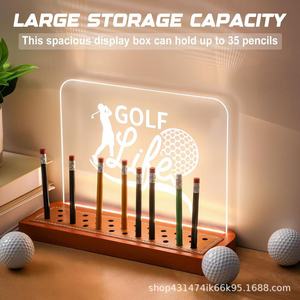 Expositor de lápices de golf iluminado de madera, caja de lápices de golf de acrílico y madera, base de exhibición - Product Image 3