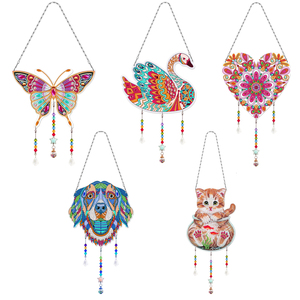 Tự làm kim cương sơn gió Chime treo động vật Mặt dây chuyền Kim cương thêu Kit Cross Stitch Diy Nhà sơn bằng số Bộ dụng cụ - Product Image 1