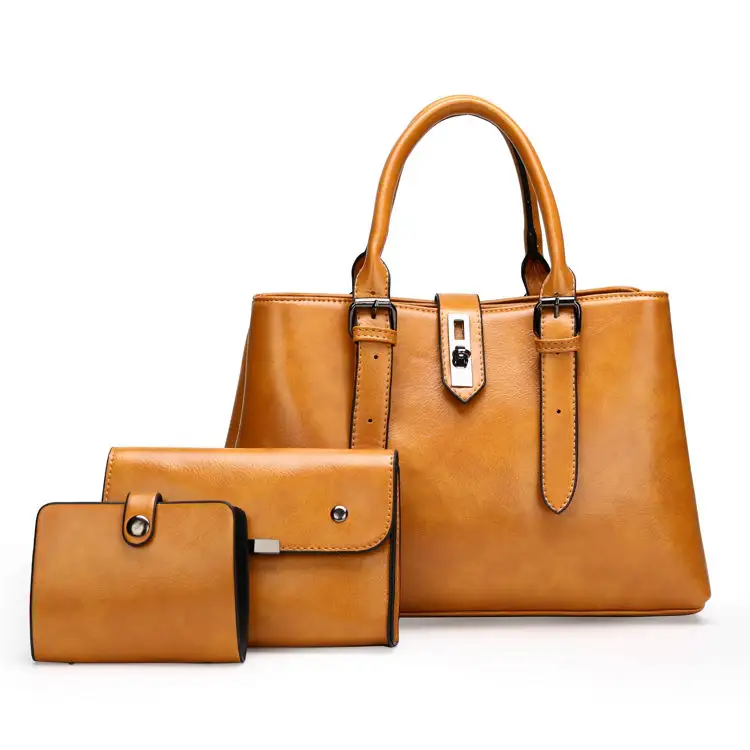 3 Pcs Set 2021 Fall Style Pu Leather Handbag Borsa Da Donna Di Lusso Handbag Designer Handbags Pu Oil Leather Bag