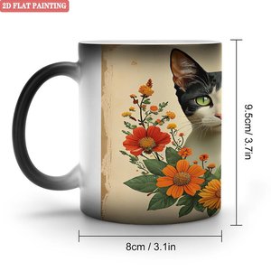 Frosted Black 11oz <b>Ceramic</b> <b>Mug</b> Heat Color Changing Drinking Cup Graduation Souvenir Gift - Product Image 1
