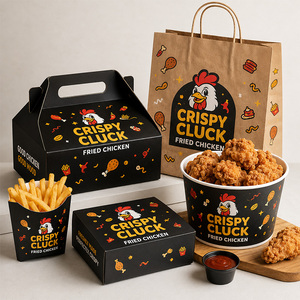 Caja de Embalaje de Alimentos Personalizada, Papel Kraft de Grado Alimenticio para Comida Rápida para Llevar, Restaurante, <span class=keywords><strong>Hamburguesas</strong></span>, Pollo, Papas Fritas, Entrega a Domicilio - Product Image 1