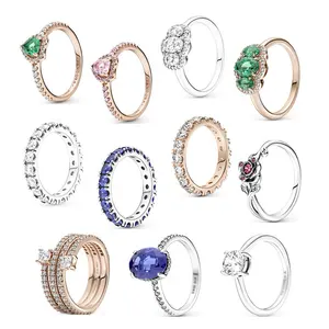 Fábrica de vendas diretas 925 Sterling Silver Ring Rosa amor beleza Casamento Presente DIY fit mulheres Jóias anel