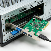 고품질 PCIe X4 ASM1142 2포트 USB 3.1 기가비트 이더넷 내장 서버 확장 카드 (재고 있음) 프린터, 스캐너, 허브용
