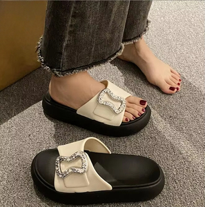 Custom Logo <b>Summer</b> Spring Anti-Slippery Breathable <b>Decorative</b> with Diamonds Headed Flat Bottomed Comfortable Women for - Product Image 2