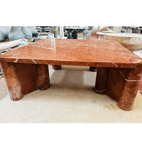 Moderner Rojo Alicante Roter Naturmarmor Quadratischer Couchtisch Marmor-Beistelltisch Marmormöbel