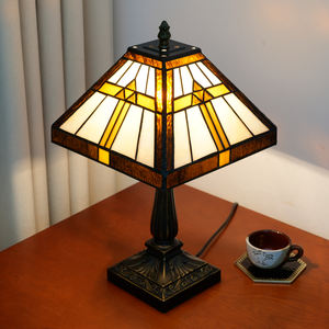 Lámpara de mesa de vidrieras estilo misión hecha a mano, lámpara de escritorio estilo <span class=keywords><strong>Tiffany</strong></span> de China para dormitorio, hogar, oficina, directo del fabricante - Product Image 4