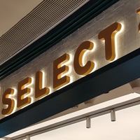 Enseigne lumineuse 3D LED en acrylique avec logo doré en métal et rétroéclairage multicolore, murale, taille personnalisable, en promotion