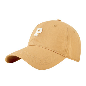 Baseball <b>Cap</b> With Letter P Cotton Soft Top Duckbill Hat For <b>Women</b> Summer Sun Protection Retro Casual Style - Product Image 1