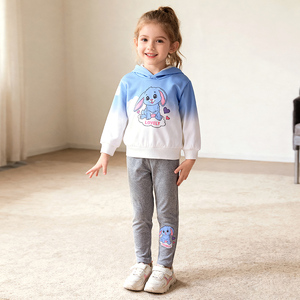 Set di abbigliamento per bambine <span class=keywords><strong>felpa</strong></span> con cappuccio spessa manica lunga con motivo a coniglio e Leggings autunno Casual Outfit per 2-7Y - Product Image 1