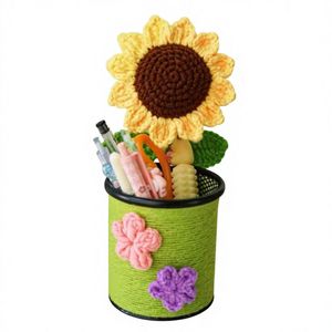 Regalos para el Día de la Madre y la Temporada de Graduación, Adornos de Ganchillo para Mesa, Serie de Portaplumas Hechos a Mano, Flores Artificiales de Girasol - Product Image 5