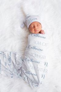 Customized Gift Custom Coming Home Neutral Hospital Photo Prop Shower Present Personalized Baby Name Cotton Swaddle - Product Image 6