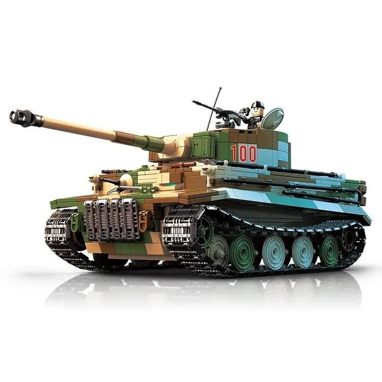 Tiger I set blok bangunan tangki berat militer WW2 Tank Jerman Destroyer bangunan mainan koleksi Model tentara