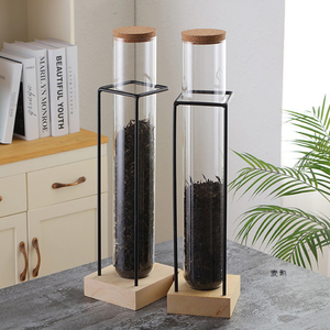 Tube à essai en verre borosilicate de haute qualité pour le stockage alimentaire, avec joint transparent et base en <span class=keywords><strong>bambou</strong></span>, anti-explosion et compatible vapeur pour le thé - Product Image 1