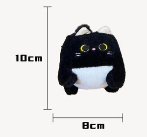 Square <strong>Cat</strong> Plush Keychain - Cute Block Design in Brown Grey <strong>White</strong> <strong>Black</strong>, Soft <strong>Stuffed</strong> Animal Toy for Kids Gift &amp; Bag Charm - Product Image 2