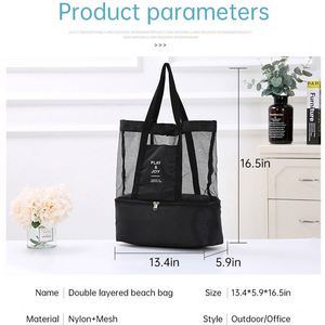 Sac de courses quotidien en maille, sac fourre-tout de plage pliable et imperméable, sac de rangement - Product Image 5