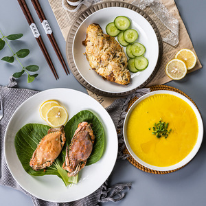 Assiette en céramique blanche profonde de 8 pouces, plat rond en porcelaine fine, assiette de service pour riz et soupe, couleur unie, pour la maison, les fêtes et l'hôtellerie - Product Image 2