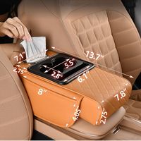 Coussin d'accoudoir de voiture multifonctionnel avec porte-gobelet, rehausseur de boîte d'accoudoir, boîte à mouchoirs pour voiture