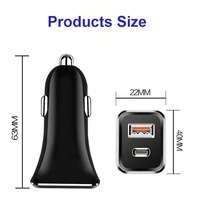 Ports USB C Type-C Chargeur de voiture 38W PD Charge rapide Adaptateur d'alimentation intelligent adaptatif Téléphone USB Caméra Tablette Chargeur de voiture USB