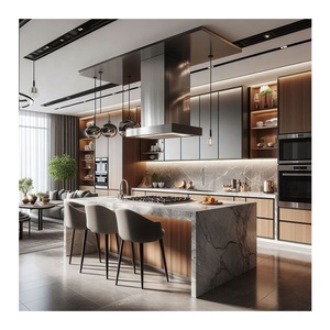 Thiết kế ẩm thực đồ nội thất nhà bếp coque đá PVC bếp đảo tùy chỉnh hiện đại tường tủ bếp - Product Image 5