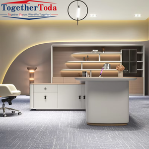 Escritorio Ejecutivo Moderno de Lujo en Forma de L con Cajones, Construcción de Madera y Metal, Resistente para Uso en el Hogar/Oficina - Product Image 2