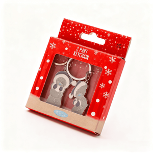 Boîte en papier pliée sur mesure avec fenêtre d'affichage en <span class=keywords><strong>PVC</strong></span> transparent et trou de suspension pour porte-clés, solutions d'emballage de cadeaux romantiques - Product Image 1